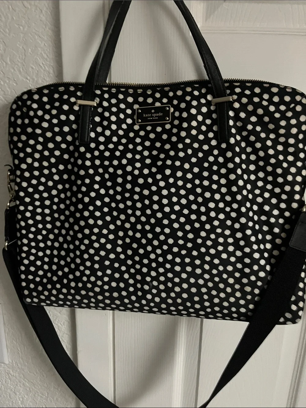kate spade Black and White Polka Dot Laptop Tote